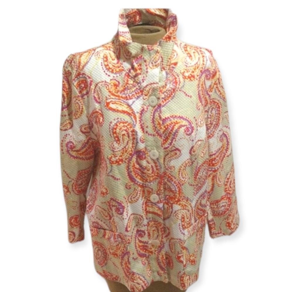 Linear Colorful Paisley Print Jacket